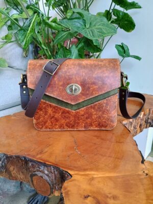 Handmade leather messenger bag